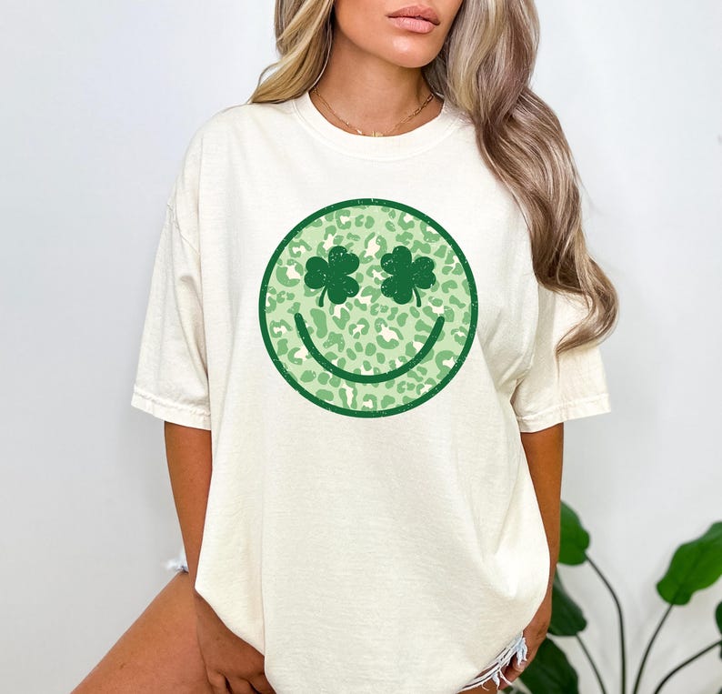 Shamrock Smile St Patrick's Day Shirt, Matching St Patrick' s Day Shirts, St Patty's Day, Irish Shirt, Happy Clover Face Tees, Lucky Shirt image 2