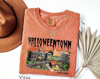 Comfort Colors® Halloweentown Est 1998 Shirt, Halloween Town Sweatshirt, Retro Spooky Tee For Fall, Vintage Halloween Graphic T-Shirt