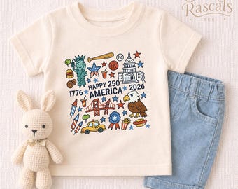 Kids 4th of July Shirt, Patriotic USA Independence Toddler Tee, Happy 250th Anniversary Sweatshirt