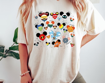 Disney Mickey Pixar Characters Balloon Shirt, Disneyland Pixar Fest 2026 Shirt, Disney Balloon Shirt, WDW Disneyland Family Trip