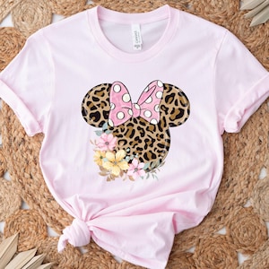 Leopard Print Minnie Mouse Shirt, Cute Disney Mom Shirt, Leopard Minnie Ear Shirt, Leopard Women Shirt, Disney Family Vacation Shirts