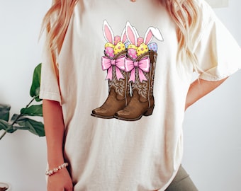 Howdy Easter Shirt, Western Easter Shirt, Cowboy Boots Easter Day Shirt, Easter Howdy Bunny Shirt, Easter Girl Tee, Western Boots Easter Tee