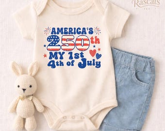 Patriotic Baby Onesie, 4th of July America's 250th Infant Bodysuit