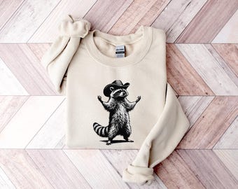 Western Raccoon Shirt, Retro Cowboy Racoon Graphic Tee, Cute Oversized Tshirt, Funny Raccoon Meme T-Shirt, Retro Funny Shirt, Raccoon Shirt