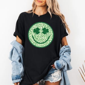 Shamrock Smile St Patrick's Day Shirt, Matching St Patrick' s Day Shirts, St Patty's Day, Irish Shirt, Happy Clover Face Tees, Lucky Shirt image 3