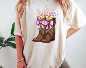 Howdy Easter Shirt, Western Easter Shirt, Cowboy Boots Easter Day Shirt, Easter Howdy Bunny Shirt, Easter Girl Tee, Western Boots Easter Tee