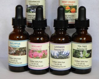 Pure Essential Oils, Essential Oil Set, Essential Oil Samples, Lavender, Peppermint, Eucalyptus, Lemongrass, Tea Tree Oil, Orange, Citrus