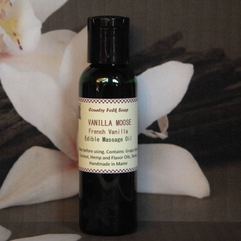 VANILLA MOOSE French Vanilla Body Oil , Vanilla Massage Oil, Vanilla Body Oil, Flavored Massage Oil, Sexy Valentines Day Gifts Wife image 1