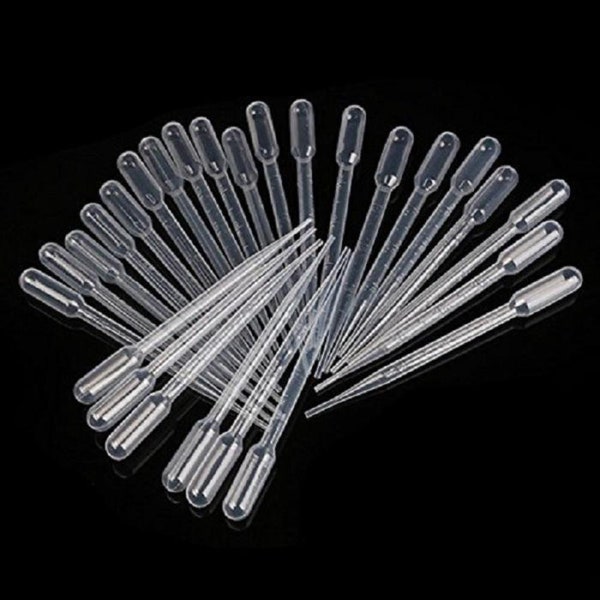 Plastic Droppers 50 Qty Disposable Pipettes 3 ml For Measuring & Transferring Oils, Liquid Measuring Dispenser