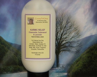 Good Karma KARMIC RELIEF, Essential Oil Lotion, All Natural Scented Lotion, Chamomile, Cedarwood & Lavender Lotion, Goat Milk Honey Lotion