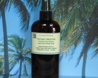 COCONUT SMOOTHIE Coconut Lime Verbena Body Mist Home Room & Linen Fragrance Spray Air Freshener Natural Ingredients For Multi Use