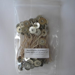 4" Natural Cotton Candle Wicks, 50 Quantity Pre Tabbed Wicks, Medium Candle Wicks
