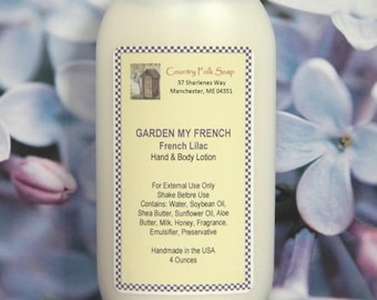 Lilac Lotion, GARDEN MY FRENCH, Lilac Hand and Body Lotion, Lilac Body Lotion, Lotion For Women, Dry Skin Lotion, Natural Handmade Lotion