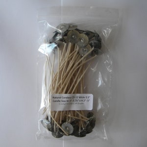 5" Natural Cotton Candle Wicks 50 Quantity, Pre Tabbed Wicks, Large Mason Jar or Tins Candle Wicks or Multi Wick Candles