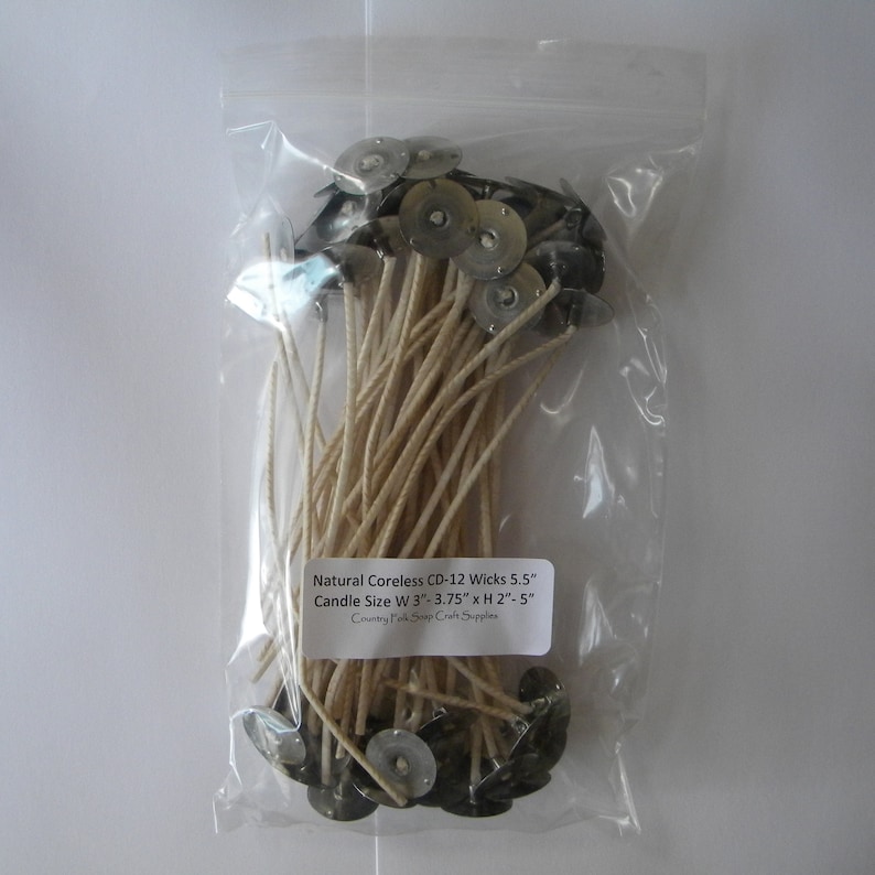 5" Natural Cotton Candle Wicks 50 Quantity, Pre Tabbed Wicks, Large Mason Jar or Tins Candle Wicks or Multi Wick Candles