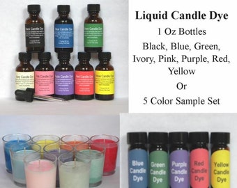 Candle Dye 1 Oz Liquid Candle Color, Candle Wax Dye, Sample Set, Black, Blue, Green, Ivory, Pink, Purple, Red, Yellow