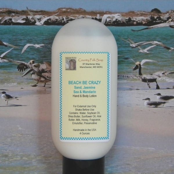 BEACH BE CRAZY Hand & Body Lotion, Handmade Beach Scented Lotion, Compare to Bobbi Brown