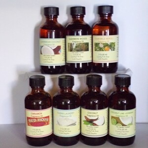 2 oz Fragrance Oils for Candles, Soap, Lotions,  Reed Diffusers & more. Caribbean Coconut, Cashmere Woods, Chamomile Neroli, Cinnamon, Clean Laundry, Coconut, Coconut Lime Verbena