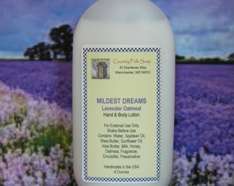MILDEST DREAMS Moisturizing Lavender Scented Hand & Body Lotion Cream With Oatmeal For Dry Sensitive Skin Hypoallergenic