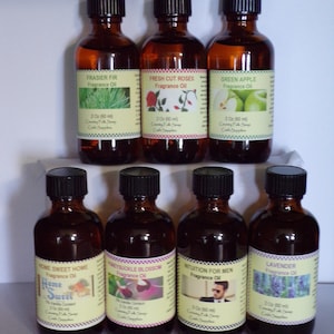 2 oz Fragrance Oils for Candles, Soap, Lotions,  Reed Diffusers & more. Frasier Fir, Fresh Cut Roses, Green Apple, Home Sweet Home, Honeysuckle Blossom, Intuition For Men, Lavender