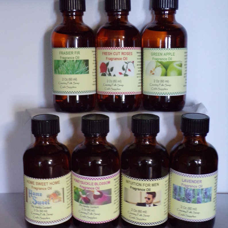 2 oz Fragrance Oils for Candles, Soap, Lotions,  Reed Diffusers & more. Frasier Fir, Fresh Cut Roses, Green Apple, Home Sweet Home, Honeysuckle Blossom, Intuition For Men, Lavender