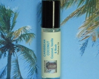 CARIBBEAN COCONUT Natural Cologne Perfume Oil For Women Scent Blend of Coconut Milk French Vanilla & Musk, Toasted Goat