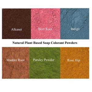 Natural Soap Colors, Sample Set Soap Colorants Supplies, Vegetable Powders Alkanet Beet Root Indigo Madder Rose Hip Parsley