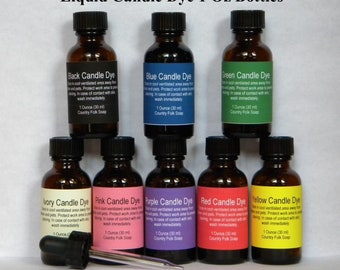 Candle Wax Dye 1 Oz Liquid Candle Color, Black, Blue, Green, Ivory, Pink, Purple, Red, Yellow