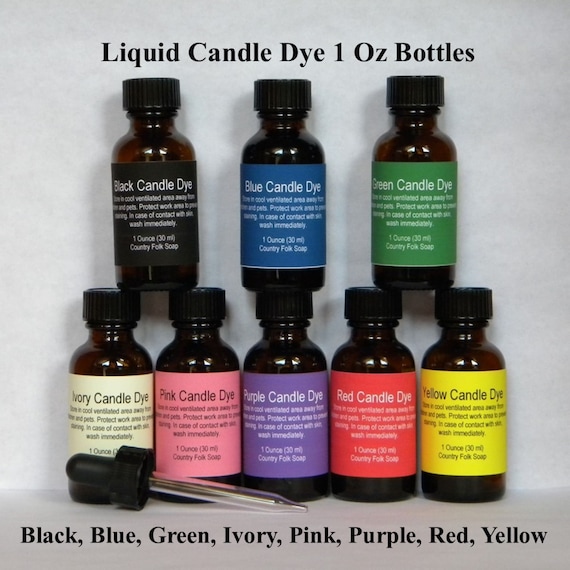 Candle Wax Dye 1 Oz Liquid Candle Color, Black, Blue, Green, Ivory, Pink, Purple, Red, Yellow