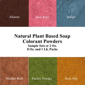 Natural Soap Colors, Sample Set Soap Colorants Supplies, Vegetable Powders Alkanet Beet Root Indigo Madder Rose Hip Parsley