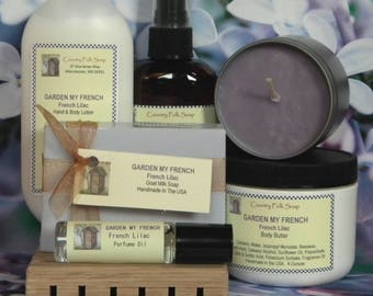 GARDEN MY FRENCH Lilac Soap Gift Set, Mother's Day Birthday Gifts Mom, Grandmom Gifts, Handmade Bath Set, Soap & Lotion Set, Gifts For Nana