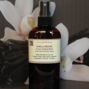 VANILLA MOOSE Body Spray, Vanilla Room Spray, French Vanilla Musk Linen Spray & Air Freshener