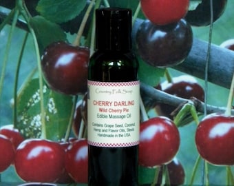 CHERRY DARLING Massage Oil, Valentines Day Gifts For Husband, Romantic Gifts For Husband, Cherry Edible Massage Oil, Cherry Body Oil