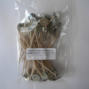 5" Natural Cotton Candle Wicks, 50 Quantity Pre Tabbed Wicks, Large Mason Jar or Tins Candle Wicks or Multi Wick Candles