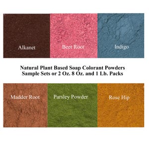 Natural Soap Colors, Sample Set Soap Colorants Supplies, Vegetable Powders Alkanet Beet Root Indigo Madder Rose Hip Parsley