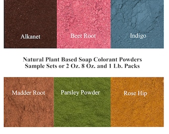 Natural Soap Colors, Sample Set Soap Colorants Supplies, Vegetable Powders Alkanet Beet Root Indigo Madder Rose Hip Parsley