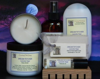 DREAM FETCHER Lavender Gift Set Mother's Day Spa Gift Set Lavender Soap Lotion Candle & Spray, Birthday Gifts Mom Grandma Wife