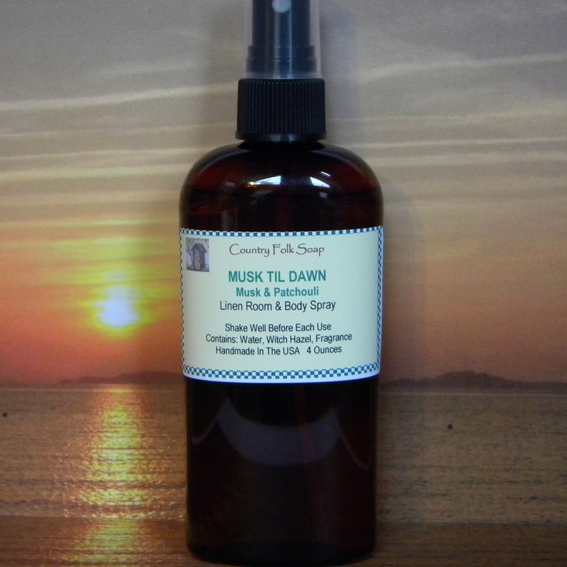 MUSK TIL DAWN Musk & Patchouli Home Fragrance Spray Body Mist, Handmade Natural Eco Friendly Body Mist Men and Womenand image 1