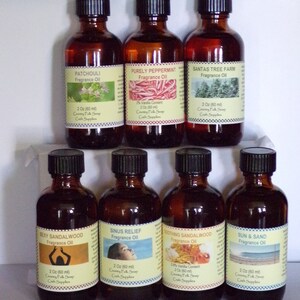 2 oz Fragrance Oils for Candles, Soap, Lotions,  Reed Diffusers & more. Patchouli, Purely Peppermint, Santa's Tree Farm, Sexy Sandalwood, Sinus Relief, Soothing Sandalwood, Sun & Sand