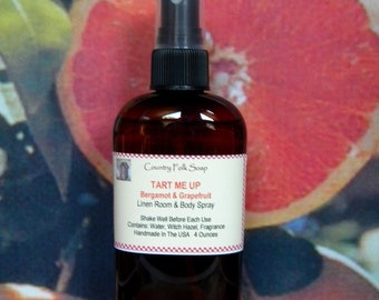 TART ME UP Citrus Bergamot & Grapefruit Home Room Linen Fragrance Spray, All Natural Multi-Purpose Bergamot and Grapefruit Body Mist Spray