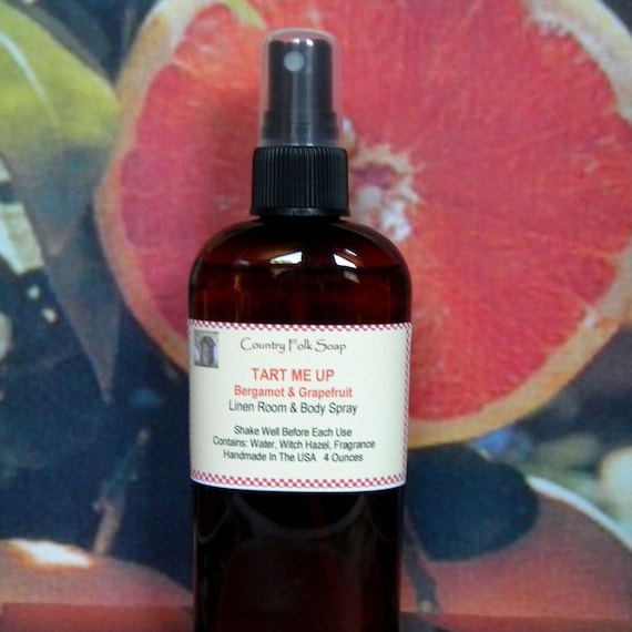 TART ME UP Citrus Bergamot & Grapefruit Home Room Linen Fragrance Spray, All Natural Multi-Purpose Bergamot and Grapefruit Body Mist Spray