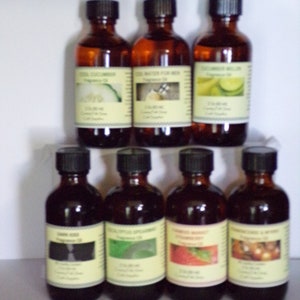 2 oz Fragrance Oils for Candles, Soap, Lotions,  Reed Diffusers & more. Cool Cucumber, Cool Water For Men, Cucumber Melon, Dark Kiss, Euclyptus Spearmint, Farmers Market Strawberry, Frankinscence & Myrrh