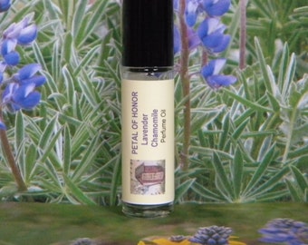 PETAL Of HONOR Natural Perfume Oil, Lavender Chamomile Perfume Oil. Aromatherapy Oil, Lavender Chamomile Roll On Cologne Oil Perfume Oil