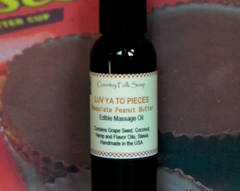 LUV Ya To Pieces Edible Massage Oil, Chocolate Peanut Butter Body Oil, Sexy Anniversary Gifts Couples Boyfriend Girlfriend Husband Wife