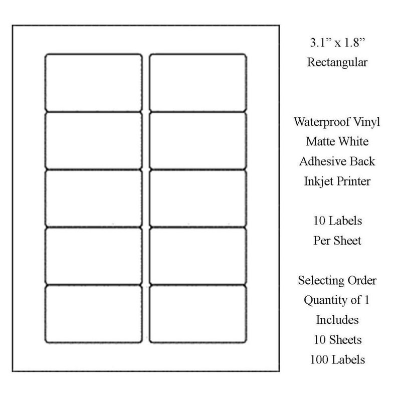Blank Label Sheets Free Shipping Waterproof Labels Vinyl Etsy