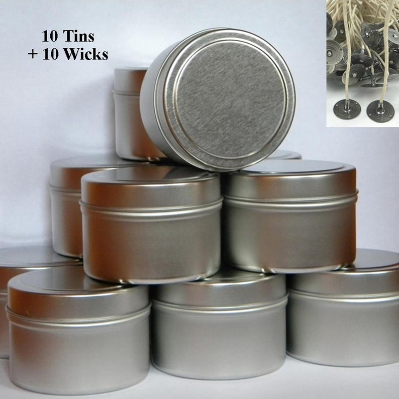 Empty Metal Tins With Lids 4 Oz Tins Set of 10 Free Shipping Etsy