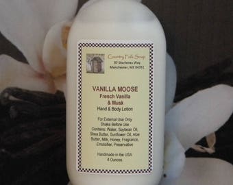 VANILLA MOOSE Lotion, Vanilla Lotion, Vanilla Body Lotion, Vanilla Hand Lotion, Vanilla Hand Cream, Best Vanilla Lotion