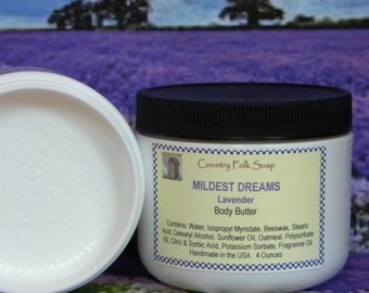 MILDEST DREAMS Natural Lavender Scented Body Butter Cream With Oatmeal For Dry Itchy Winter Skin