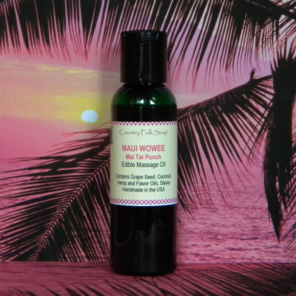 MAUI WOWEE Mai Tai Punch Massage Oil, Anniversary Gift For Her, Romantic Gifts For Her Sexy Gifts, Citrus Pineapple n Coconut Body Oil