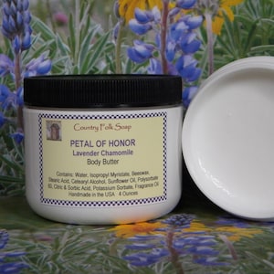 PETAL OF HONOR Lavender Chamomile Scented Moisturizing Body Butter Cream For Dry Skin,